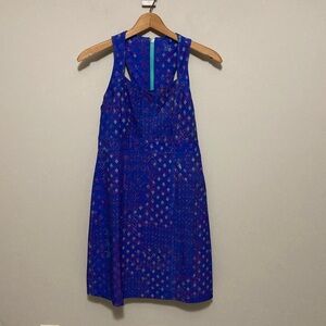 Title Nine Blue and Purple Patterned Mini Dress, Size 4 lightweight summer dress